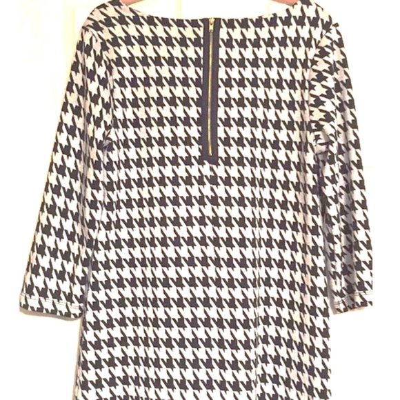 APT 9 * HOUNDSTOOTH HERRINGBONE MIDI EXPOSED ZIP DRESS - Picture 3 of 4